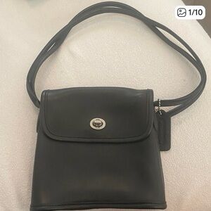 Coach Black Leather Bag Tag